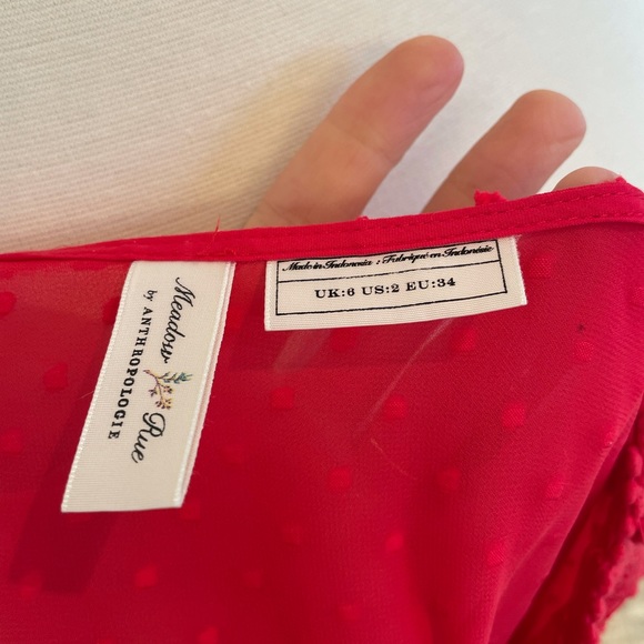 Meadow Rue by Anthropologie Minetta red dress size 2 - Picture 6 of 7